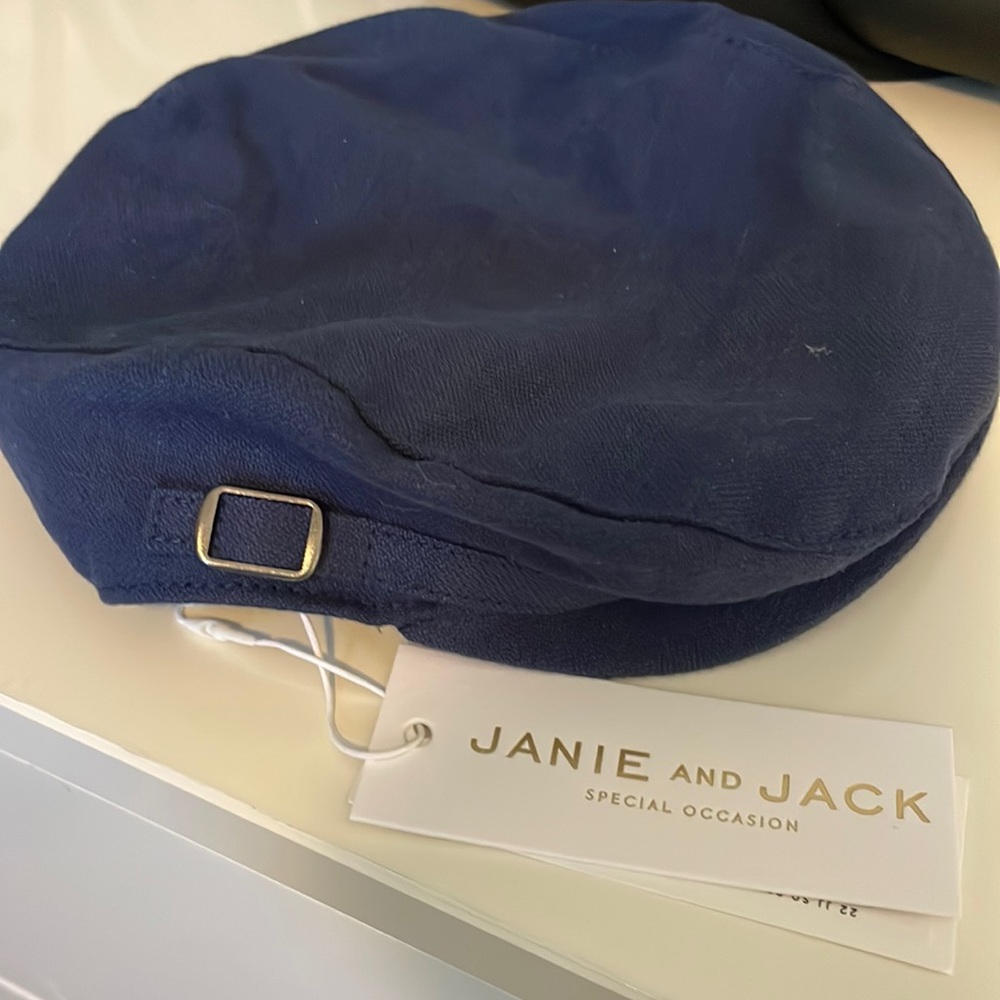 Janie and Jack Baby Newsboy Cap Navy with Buckles size 6-12 months
